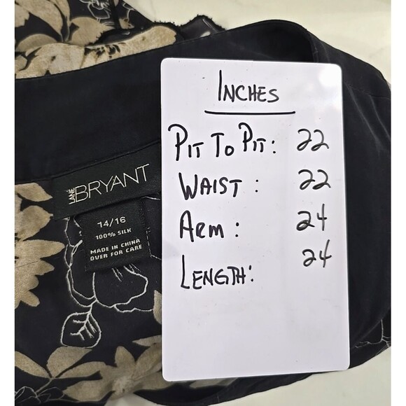 Lane Bryant Dark Floral Silk Top Flare Babydoll Womens 14 16 Black Tan Office - Picture 5 of 7